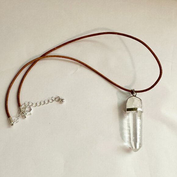 BUNDLE (3) Clear Quartz, Knotted Amazonite, Hand Blown Heart Pendant Necklaces - Picture 10 of 11